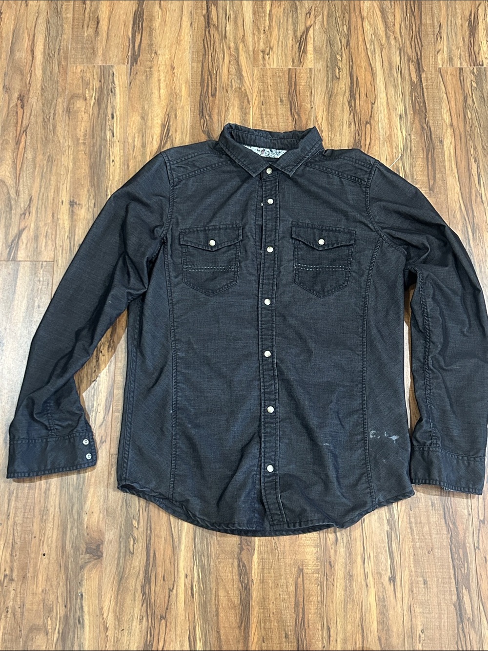 Prana Black Snap-Front Long Sleeve Button-Down Shirt